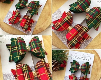 2 Cerchietti Per Capelli Natalizi Con Fiocco Glitter E Paillettes – Colori Rosso E Verde, Decorazioni Con Stella E Fiocco Di Neve, Accessori Per Feste Natale