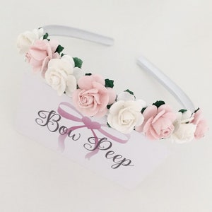 Flower Girl Pink /& White Flower Hair Band Headband Bridesmaid