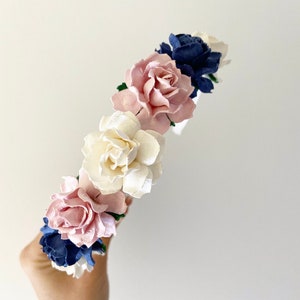 Blumenmädchen Stirnband, Blumen Haarband, Elfenbein Stirnband m, navy Blumen Haarband, blush rosa Blume Haarband, Blumenmädchen, Stirnband