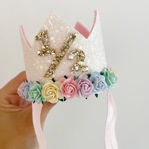 Half birthday crown, 6 months old crown, half birthday, gift for 6 month old, party decor, cake smash props, pink crown