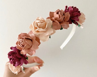 Bloemenhoofdband meisjes, hoofdband bloemen, hoofdband meisjes, boho bloemenhoofdband, hoofdband bloemenmeisjes, ivoorkleurige hoofdband, hoofdband bloemenmeisjes