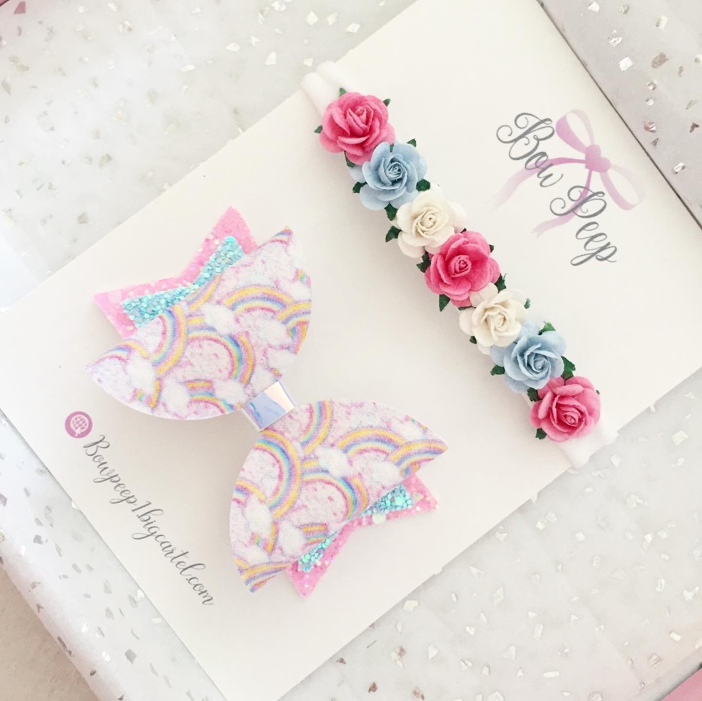 Rainbow Hair Bow Flower Girl Headband Hair Bows in the Uk Etsy