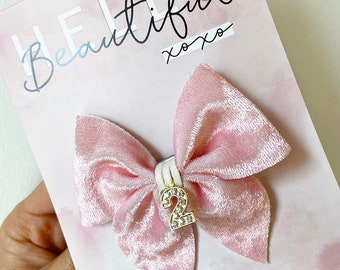 Other ages available - Birthday hair bow, birthday bow, 2nd birthday bow, pink hair bow, birthday bows, girls birthday bow, girls hair bow
