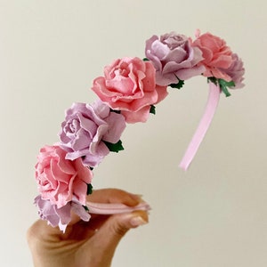 Flower girl headband, flower girl headpiece, flower headband, flower crown, pink flower headband, lilac flower headband, flower headband