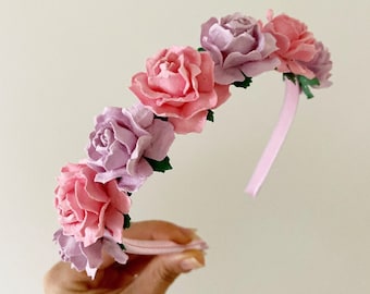 Flower girl headband, flower girl headpiece, flower headband, flower crown, pink flower headband, lilac flower headband, flower headband