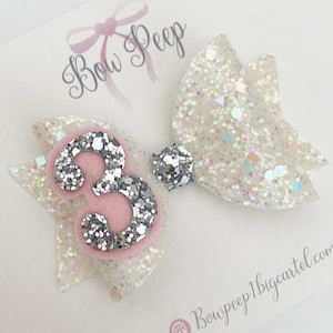 Birthday bow, birthday, bow, bows, glitter bow, 1st birthday bow, 2nd birthday, 3rd birthday, 4th birthday, party birthday bow, sparkly bow