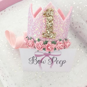 Girls birthday crown, pink glitter crown, crown for 1st birthday, all ages available, birthday idea, party props, party hat, 1st birthday