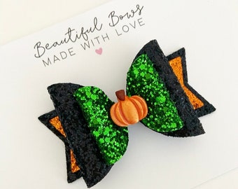 Halloween hair bow, Halloween bow, Halloween pumpkin bow, pumpkin hair bow, girls hair bow, Halloween accessories, Halloween costume, bow