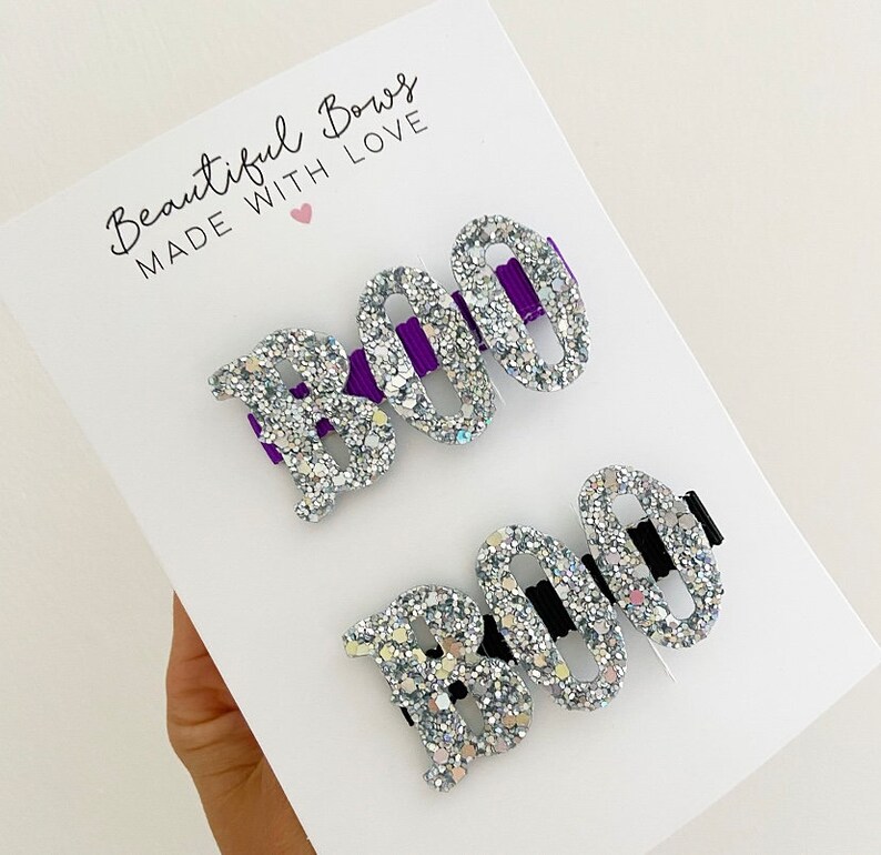 Halloween hair clip, Halloween hair bow, ghost hair bow, boo hair clip, girls Halloween hair bow, Halloween hair accessories, Halloween clip image 3