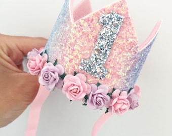 Birthday crown, party crown, party hat, glitter birthday crown, cake smash crown, crown in the uk, pink crown, 1st birthday, birthday ideas,