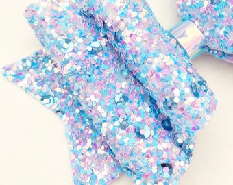 Mermaid glitter bow, glitter bows, hair accessories, purple blue glitter bow, pretty hair bows, mermaid bow, bows on elastic, hair clips