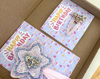 All ages available, birthday set, birthday bows, pink glitter hair bow, pink birthday bow, 1st birthday hair bow, 2nd birthday, bows