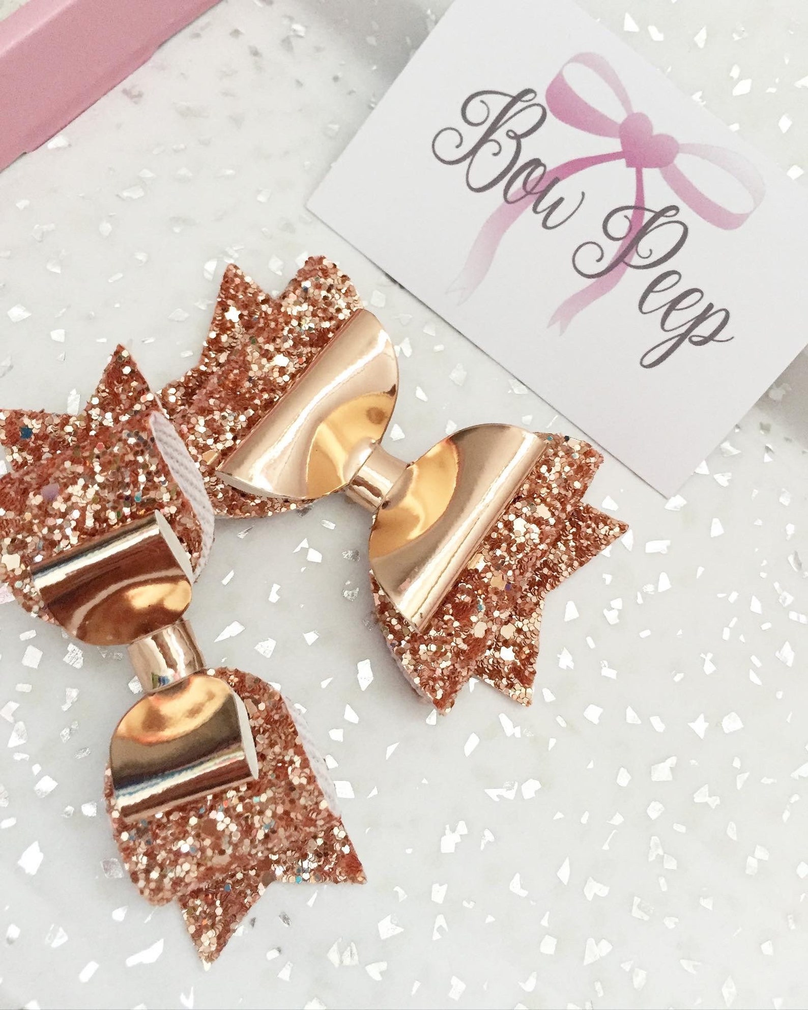 Rose Gold Glitter Bow Rose Gold Hair Bow Rose Gold Bow Rose Etsy