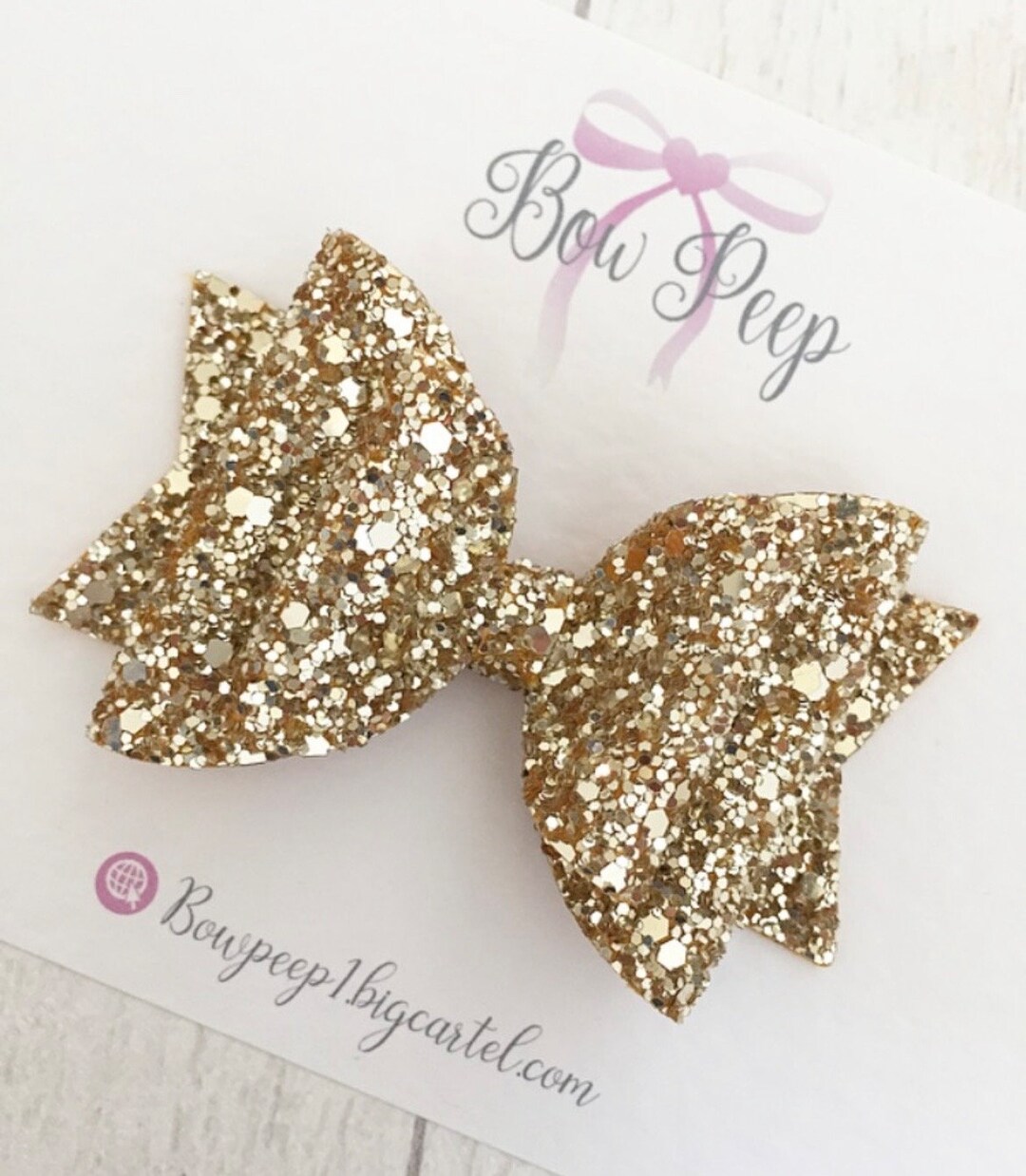 Gold Glitter Hair Bow, Christmas Hair Bow, Hair Bow for Girls, Gold