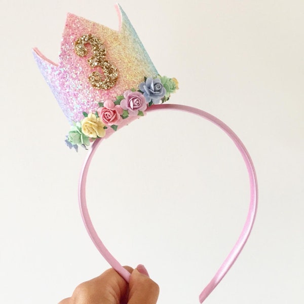 Crown on Alice band, birthday crown, party hat, birthday ideas, crowns for girls, crowns in the UK, any age available