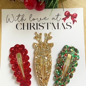Kerstclips, set snapclips, haarclip schotse ruit, roodfluwelen haarclips, franjeclips, snapclips, gouden glitterclip, kerstclips