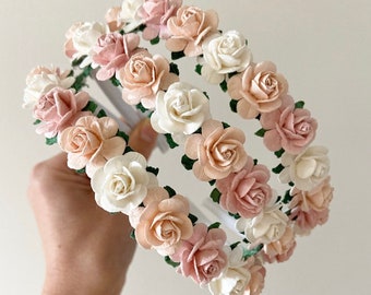 Flower headband, satin headband, flower girl headband, flower girl, headband, bridesmaid headband, toddler headband, aliceband