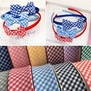 School bows, headband for school, gingham Alice band, school hair bows, school headband, Alice band, headband for girls