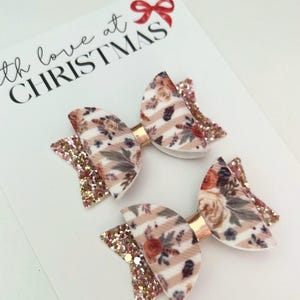 Fall bows, autumn bows, set of bows, baby bows, bows on clips, hair bows, floral bows, pigtail bow, pigtails, gifts for girls image 2