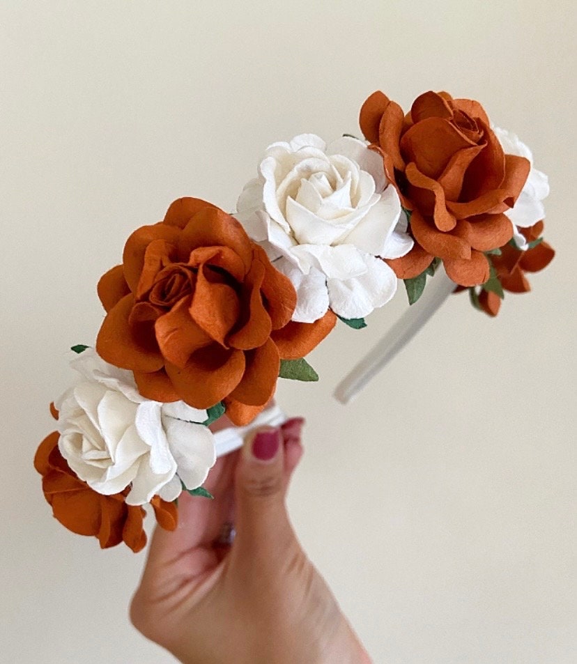 Flower Girl Headband Burnt Orange - Etsy display picture 1