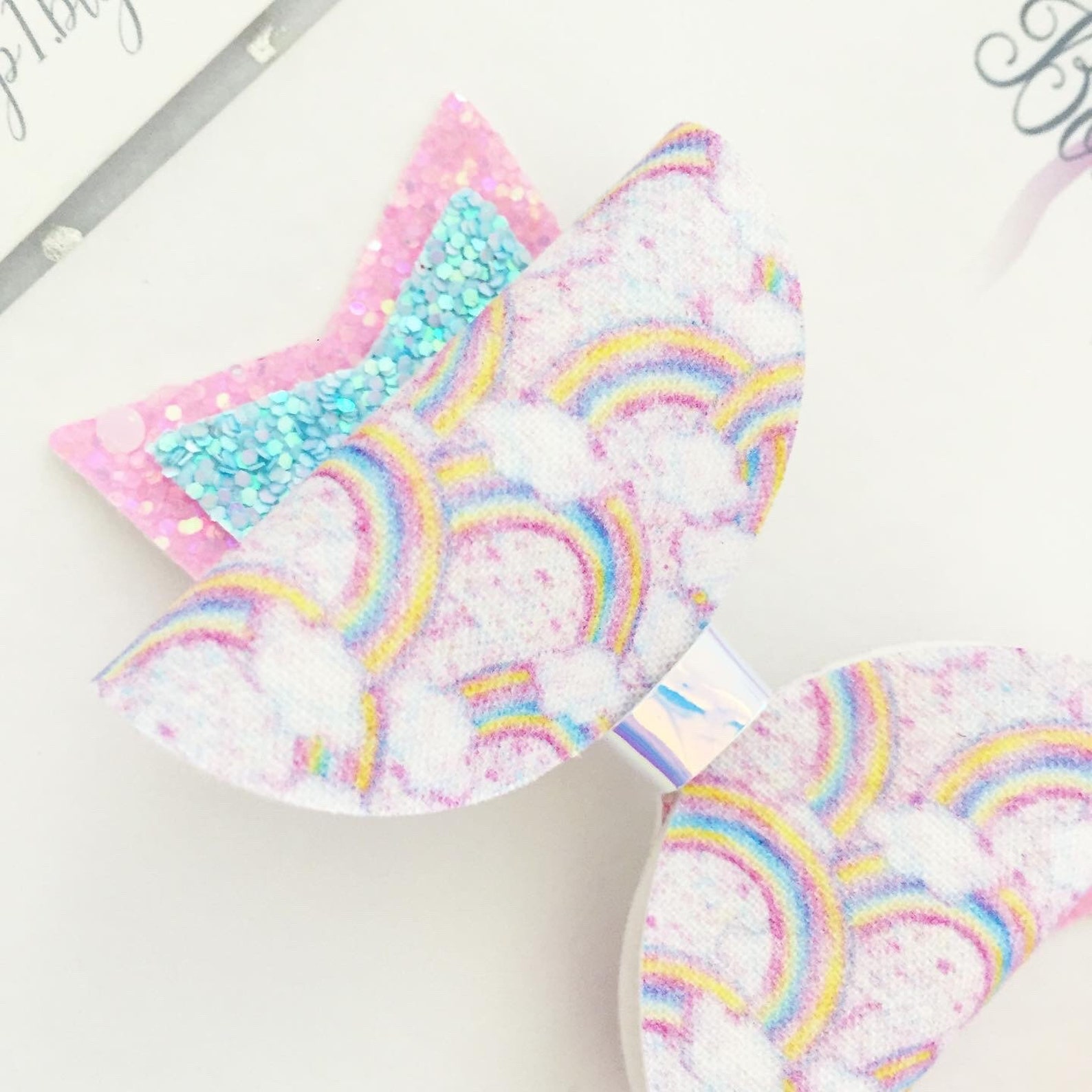 Rainbow Hair Bow Flower Girl Headband Hair Bows in the Uk Etsy