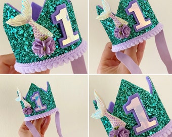Ready to post birthday crown, 1st birthday crown, birthday crown, crown, mermaid birthday crown, 1st birthday, party hat, mermaid crown
