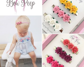 Hair bows, hair clips, flower clips, fringe clips, hair accessories, set of hair clips, gift for a girl