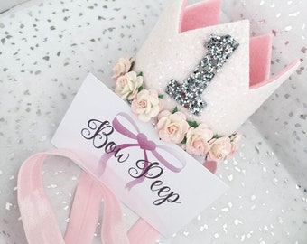 1st birthday crown, birthday crown, pink glitter crown, party hat, 1st birthday, pink crown, cake smash props, photoshoot props