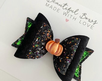 Halloween hårrosetter, Halloween rosett för flickor, pumpa hårrosett, pumparose, rosetter till Halloween, Halloween rosett för flickor