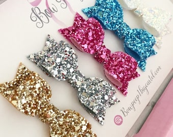 Lot de très petits nœuds pour cheveux, mon premier nœud pour cheveux, pinces à franges, minuscules nœuds pour cheveux, lot de mini nœuds pour cheveux à paillettes, petites pinces à cheveux à paillettes, nœuds