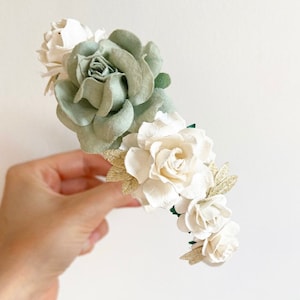 Daisy Dress + Headband - Sage Green Corduroy
