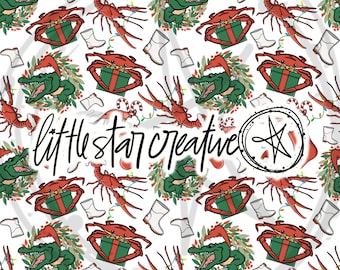 Cajun Christmas Seamless Pattern- Digital Paper, Louisiana Holiday Image