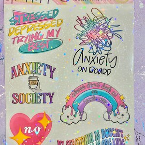 Anxiety Ridden Holographic Vinyl Sticker Sheet