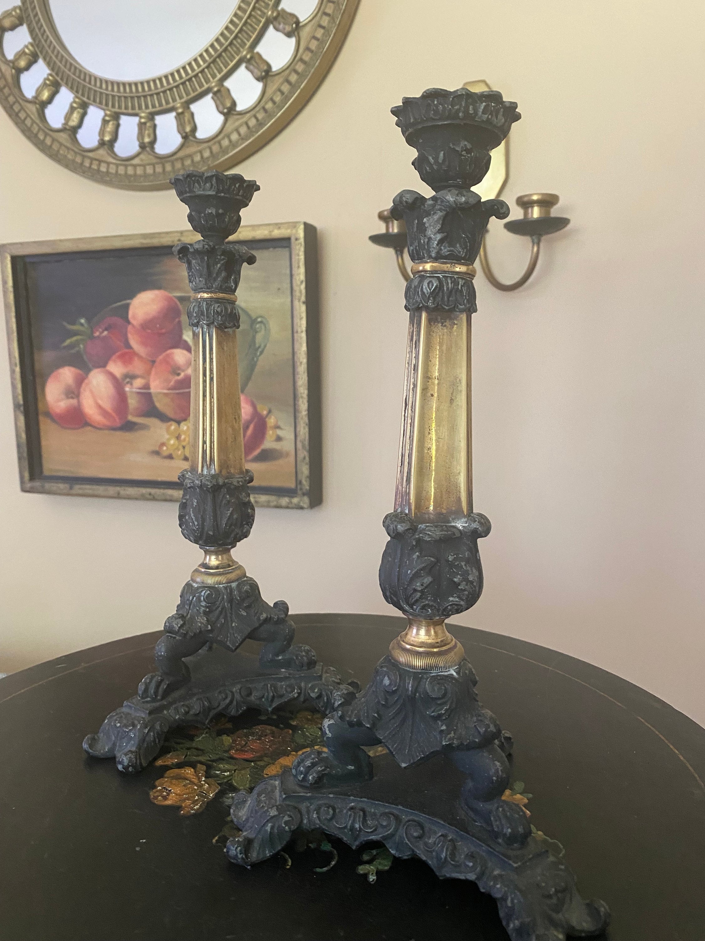 Antique French Empire Candlestick Holders
