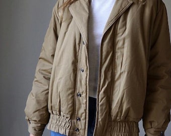 70s Camel Carrera Bomber Aviator Jacket / Vintage Deadstock Winter Padded Jacket Coat