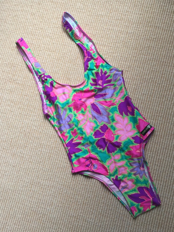 90s Pastel Floral Brazilian Tanga One Piece Swims… - image 6