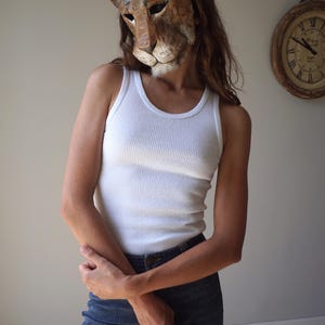 Débardeur vintage français pur coton côtelé blanc NOS années 70