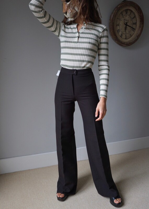 70s Dark Brown Bell Bottoms / Vintage High Waist I
