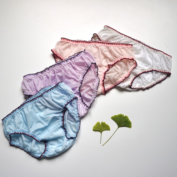 NOS 60er 70er Mesh Pastellfarben Bloomers Unterwäsche/Vintage See-Through Unterwäsche Rüschen Brief