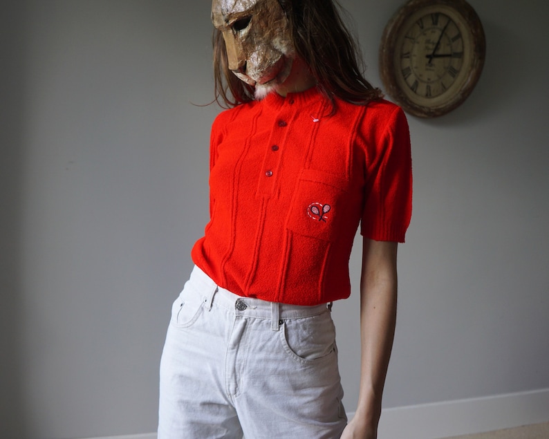 NOS Red Terry Knit Top 70s Vintage