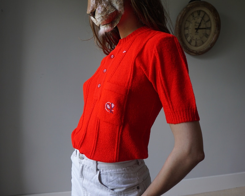 NOS Red Terry Knit Top 70s Vintage