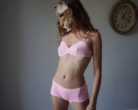 60s 70s NOS Terry Bikini / Vintage Baby Doll Mod S