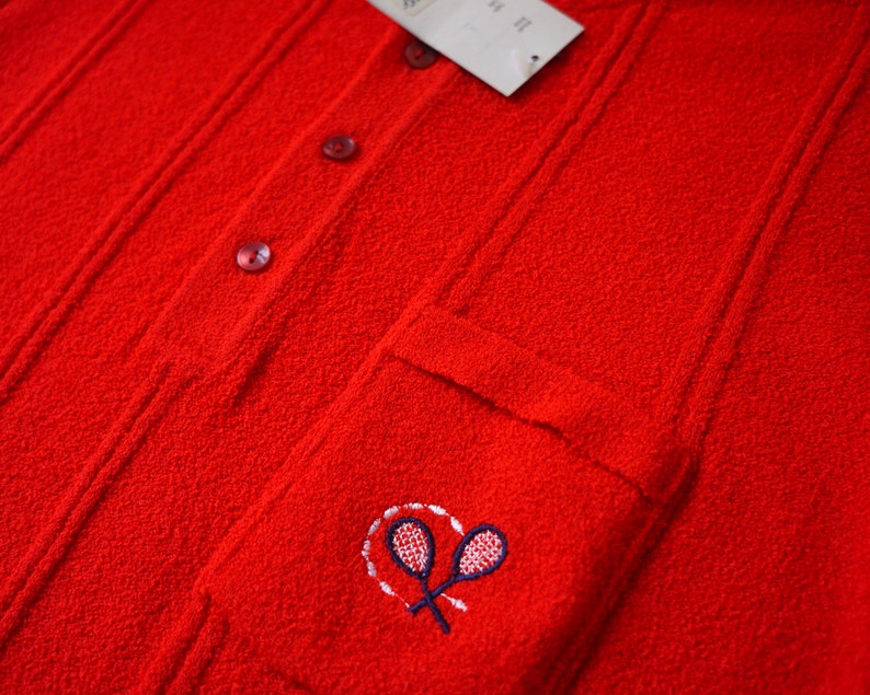 NOS Red Terry Knit Top 70s Vintage