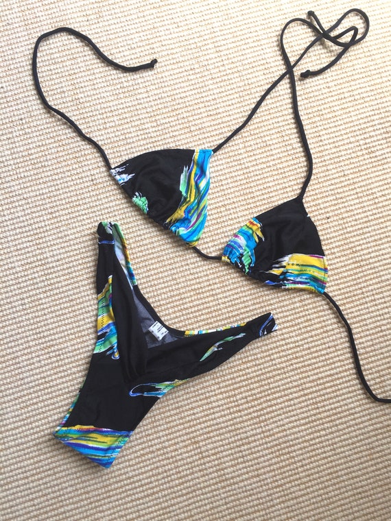 90s Brazilian Deep V High Cut Triangle Bikini Set… - image 8