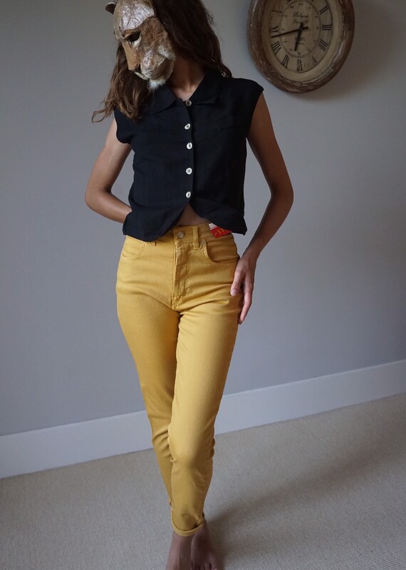 mustard high waisted jeans