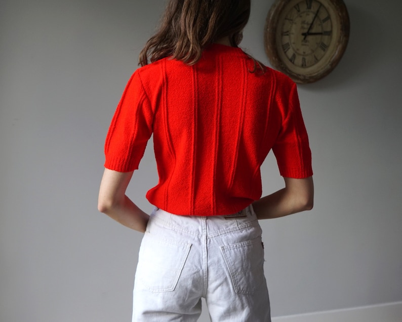 NOS Red Terry Knit Top 70s Vintage
