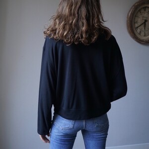 90s Black Half Buttoned Long Sleeved Top / Vintage Fluo Kids Skiing Style Lightweight Sweater image 4