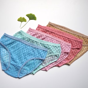 NOS 60s 70s Sheer Heart Pattern Solid Colors Low Waist Undies / Vintage Stretchy Lace Mesh Plumetis Italian Brief See-Through Underwear
