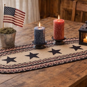 Colonial Star Jute table runner, primitive decor, table protector, country, farmhouse decor, braided jute runner