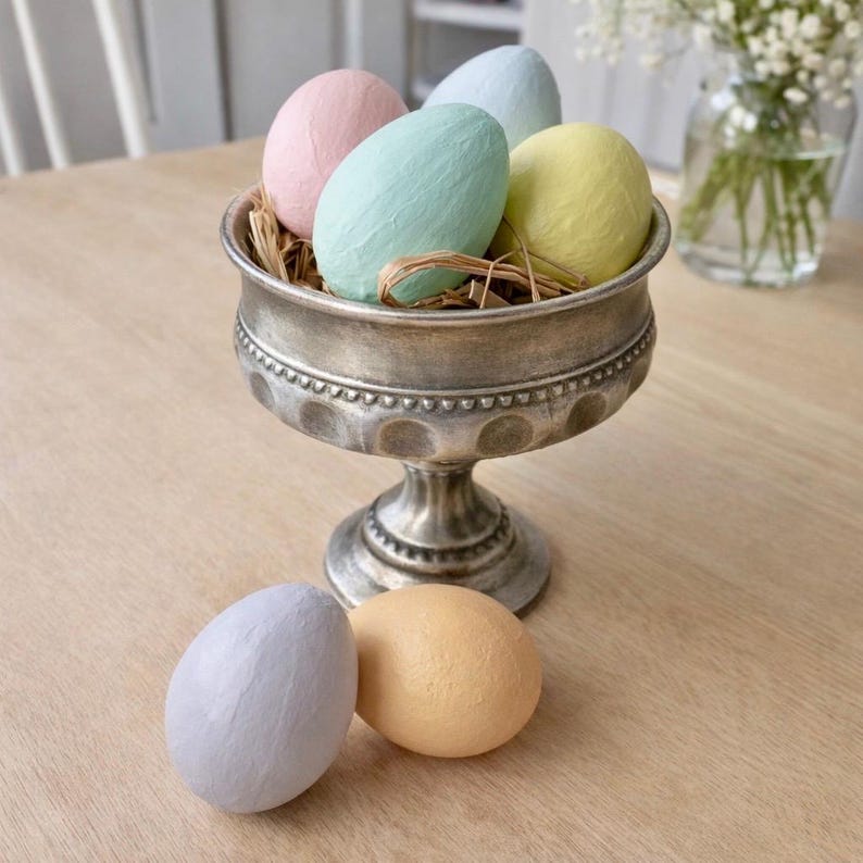 6 Paper Mache EGGS Easter Eggs Blanks, Pastels Easter Spring Holiday